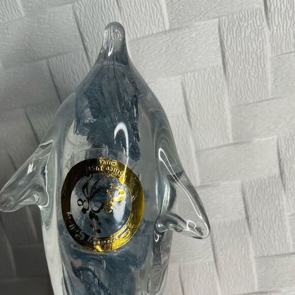 Dynasty Gallery Swirled Blown Art Glass Dolphin Blue Swirl Figurine Paperweight - Picture 5 of 9